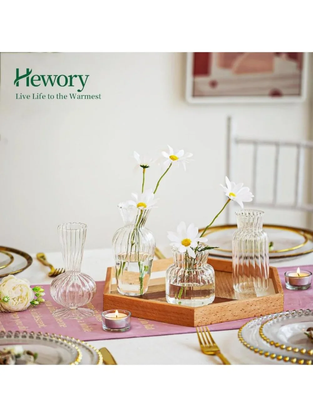 Set of 16 Mini Clear Glass Bud Vases for Wedding & Home Decor, Cute Centerpieces